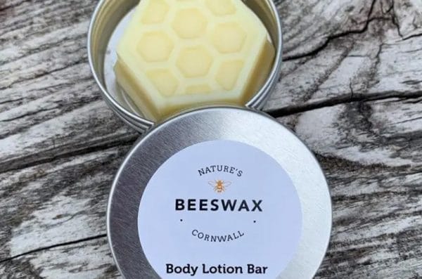 image of beeswax body lotion bar hexagonal