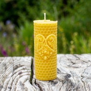 image of beeswax candle honeycomb heart
