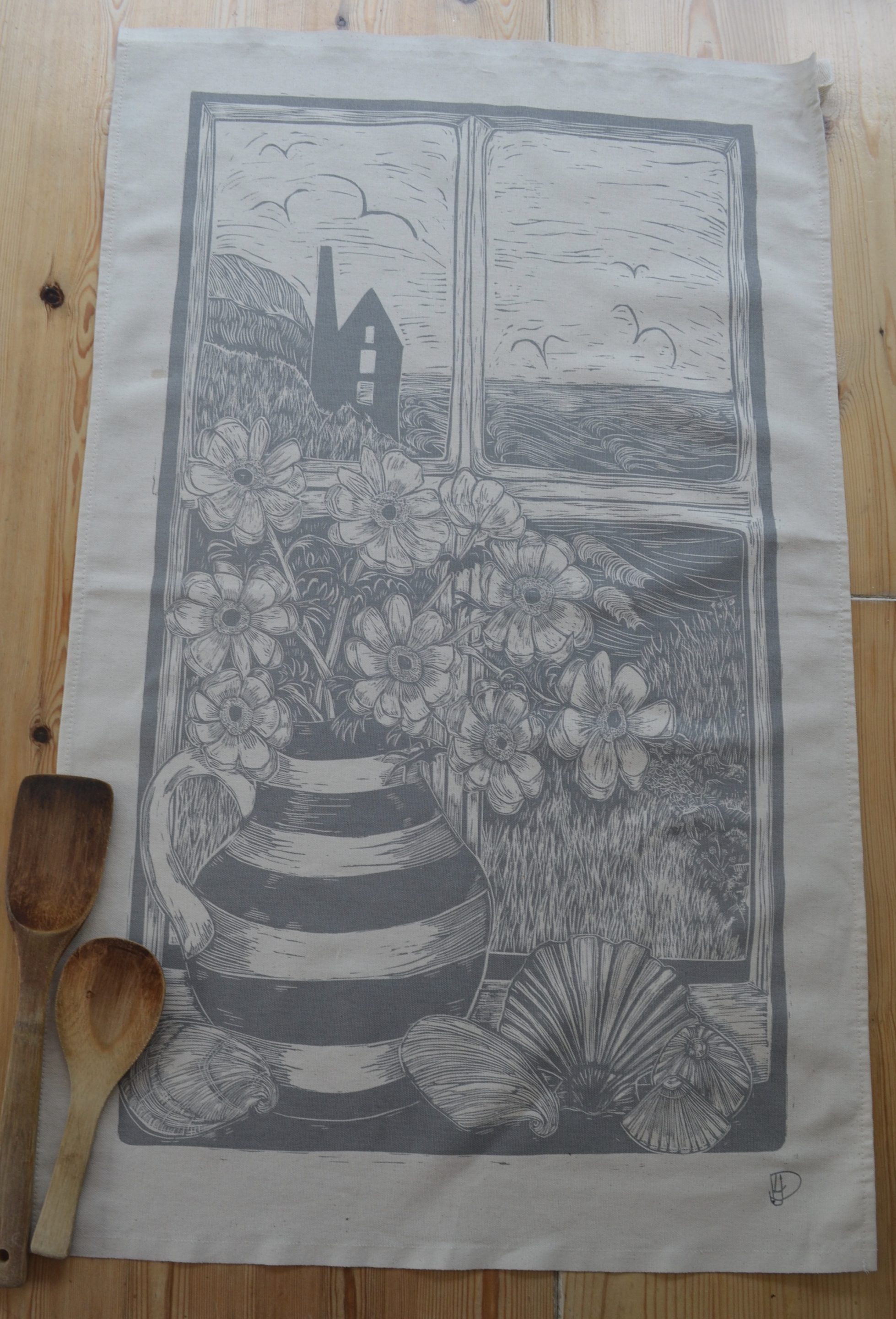 beautiful cornwall organic tea towel